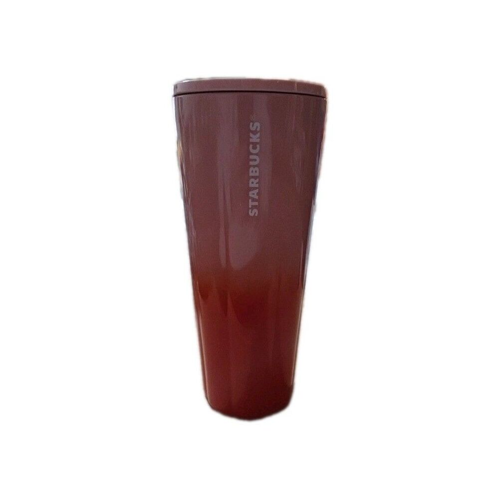 Starbucks  2020 Stainless Steel 24oz Ombre Pink Orange Red Cold Tumbler -‎ RARE